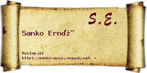 Sanko Ernő névjegykártya
